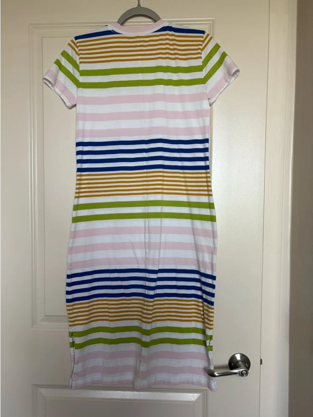 J.Crew Short Sleeve T-Shirt Colorful Stripe Cotton Midi Dress Size Small